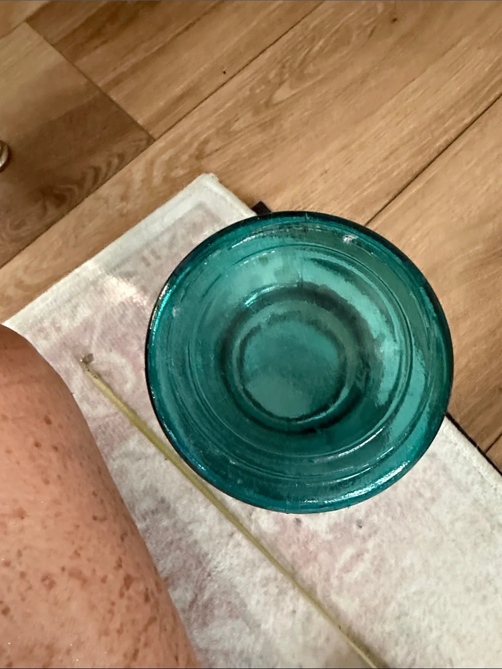 Pottery Barn Teal Handblown Glass Vase